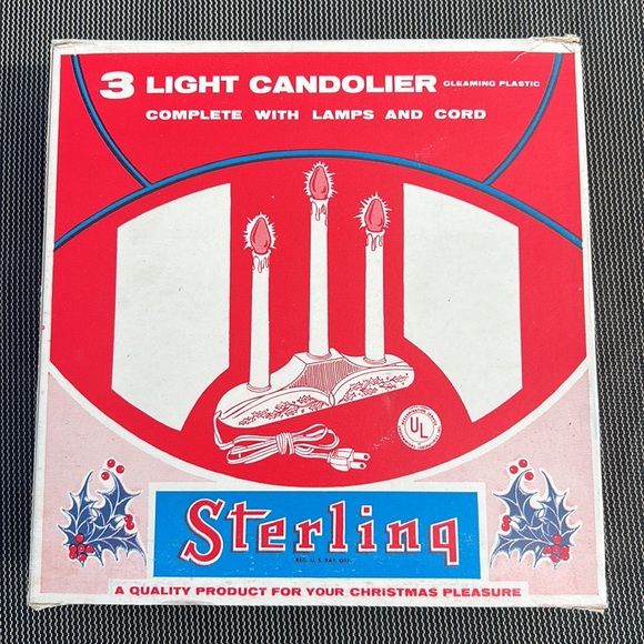 Christmas Vintage Sterling 3 Light Plastic Candolier in Original Box- Works - Picture 13 of 14